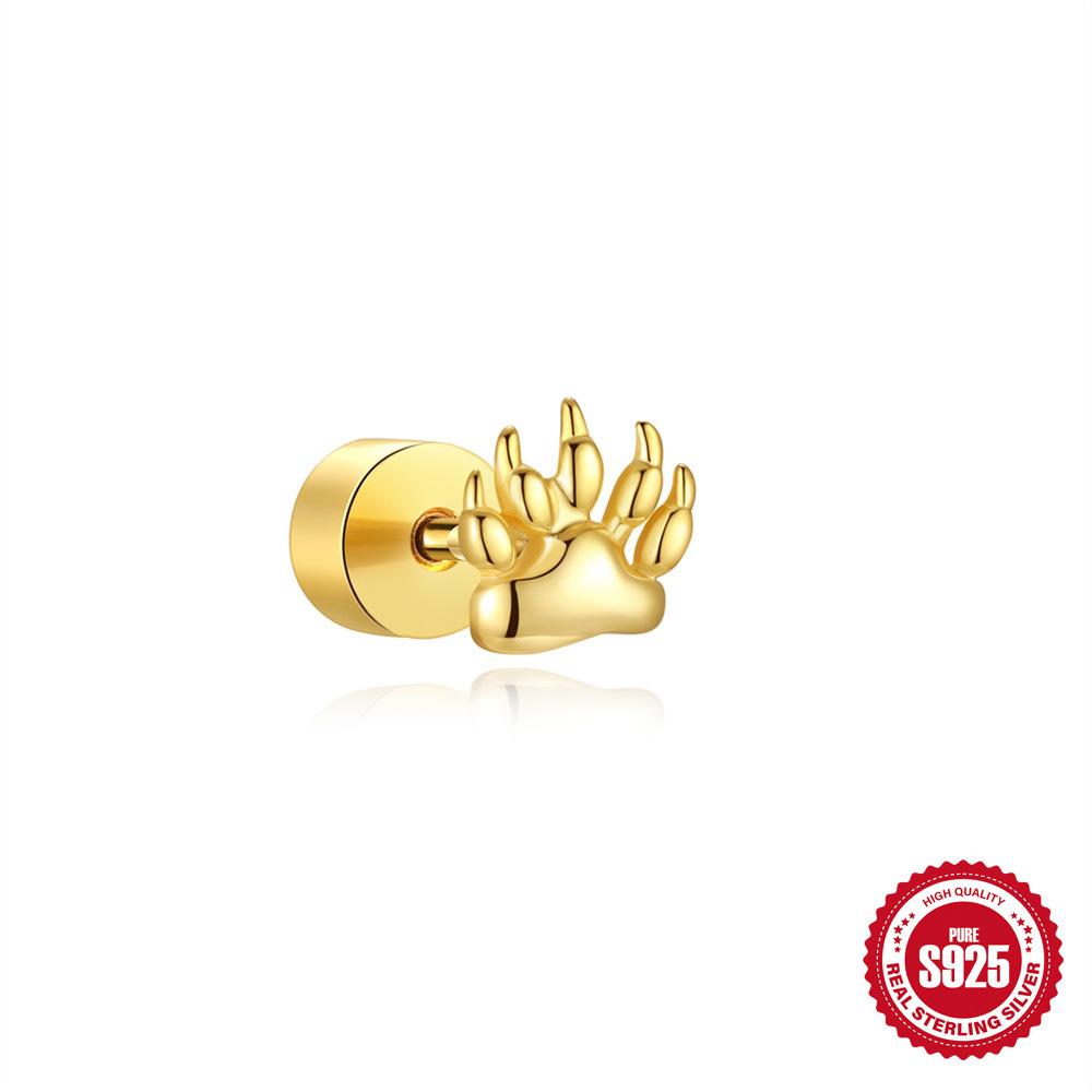 S925 Sterling Silver Daily Versatile Geometric Diamond-Set Cartilage Spiral Thick Bottom Flat Back Piercing Earrings Earrings Women