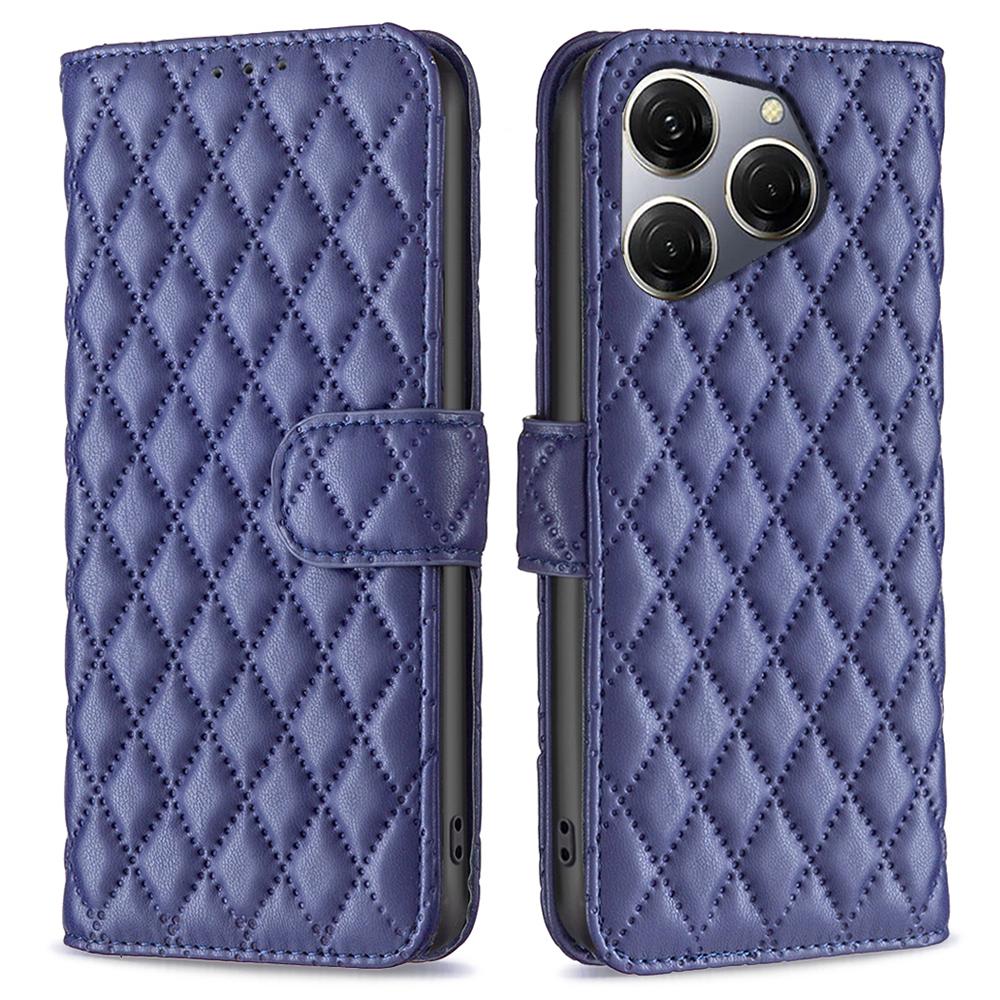 Für TECNO Spark 20 Pro Leder Brieftasche Hülle Rautenmuster