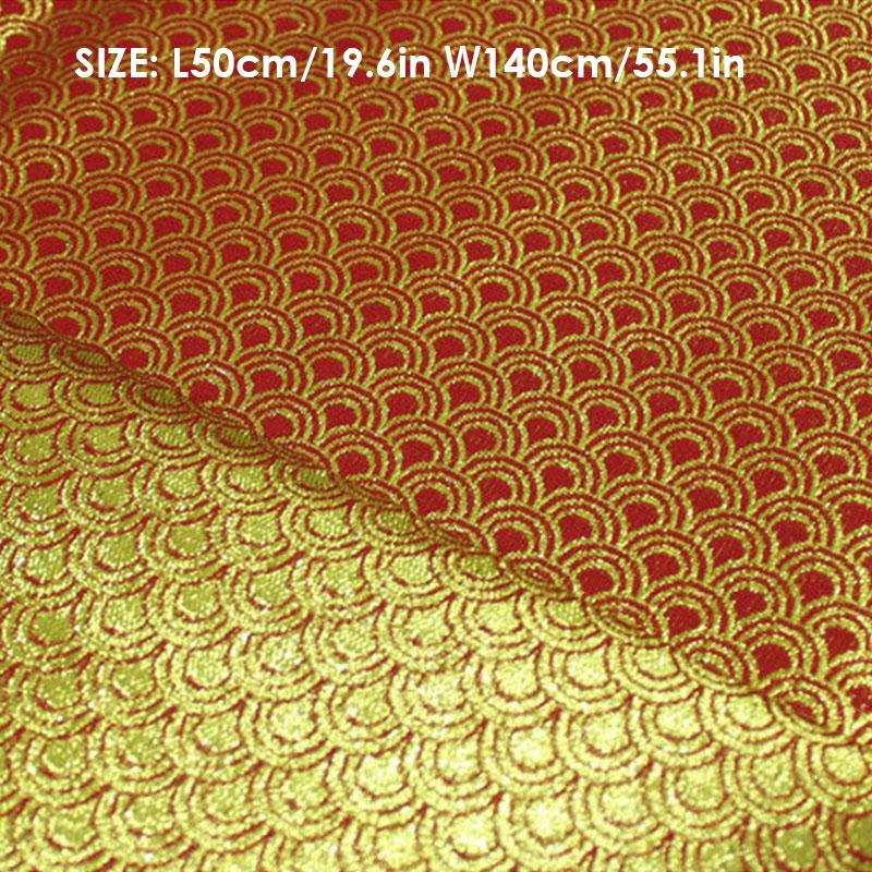 Robă mongolă în stil chinezesc de 50x140 cm, țesătură jacquard, brocart, model la scară retro, țesătură din satin mătăsos pentru material de cusut DIY