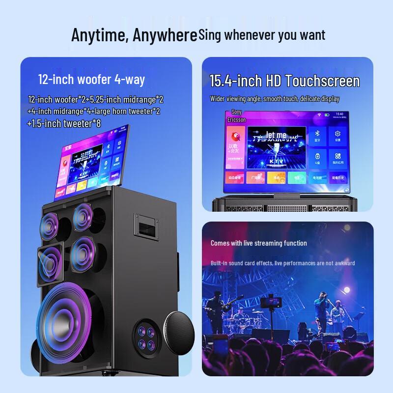 Soaiy K1218 Portable KTV Speaker with Touchscreen Display
