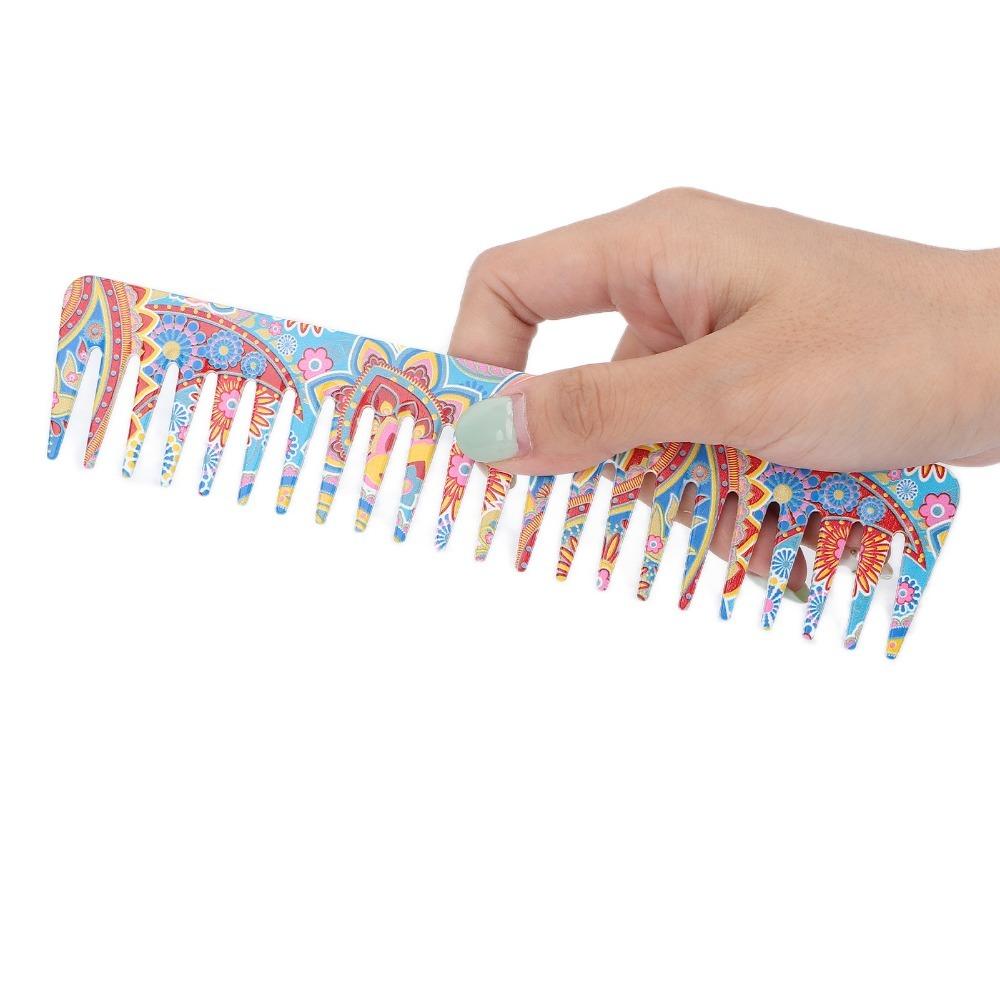 ABS Material Wide Tooth Comb Exquisite Pattern Styling Comb Hair Detangling Comb  Salon Use