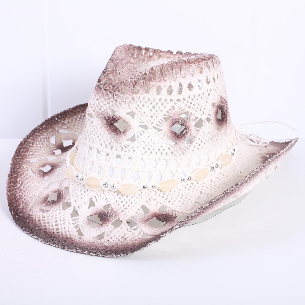 Popular European and American Classic Hollow Western Cowboy Hat Men's and Women's Fashion Vacation Breathable Sunshade Straw Hat