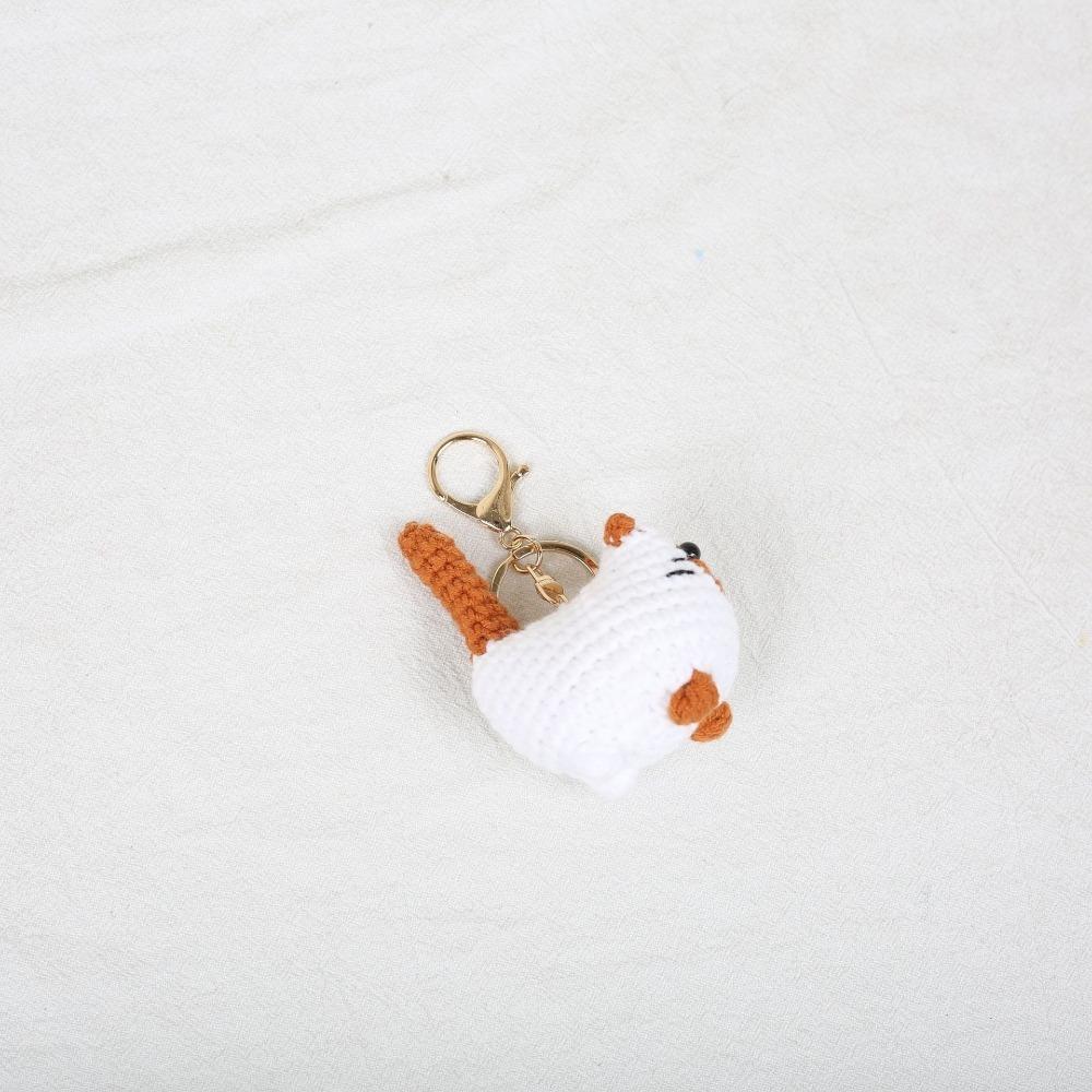 Multi-color Crochet Kitten Keyrings Cartoon Knitted Cat Keychain Cat Crochet Keychain Gift