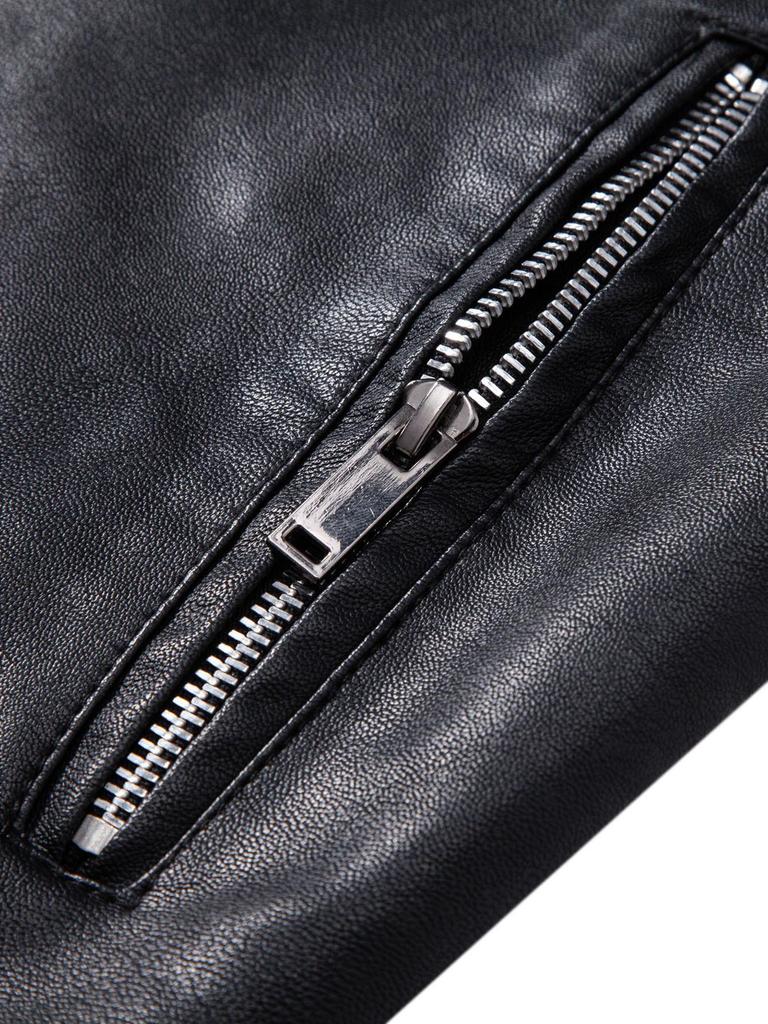 Men's Trendy PU Leather Motorcycle Jacket - Cross-Collar, Korean Style, Casual Spring/Autumn Coat