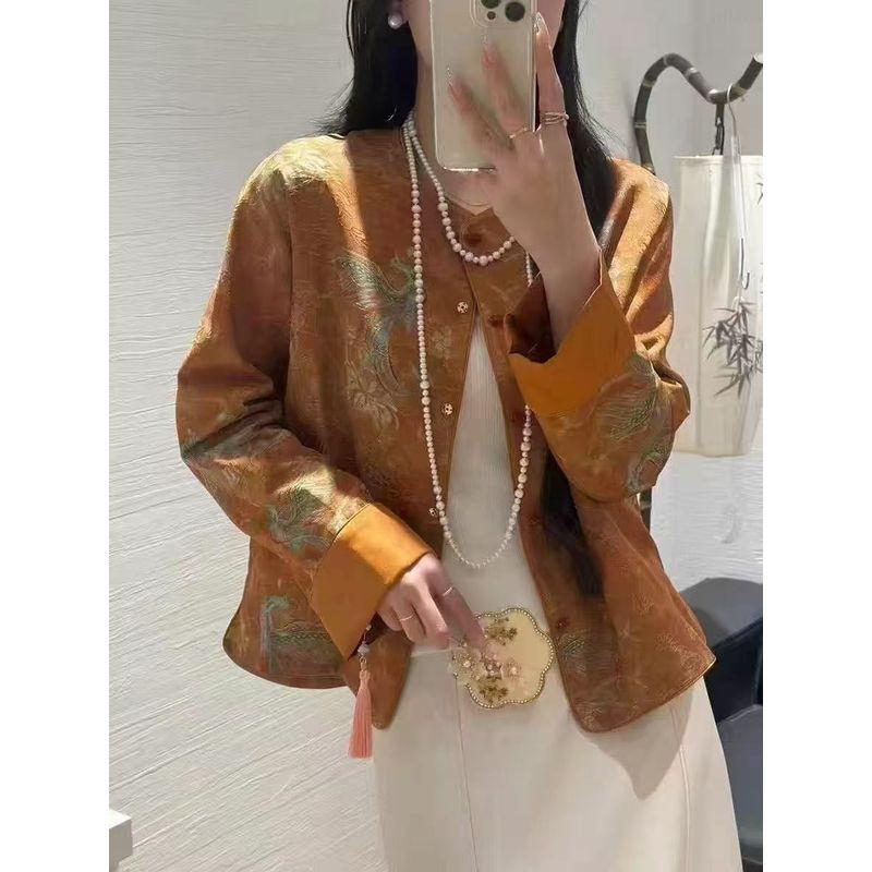 

Богиня Качества Требуется Наверх! Рукава с подворотами Поплин Хлопок Новый Крафт Цвет Однобортный Свободный Крой Китайская Верхняя одежда Новая Color 3XL