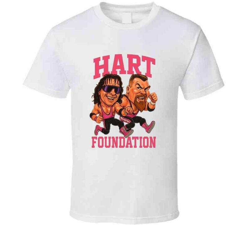 The Hart Foundation Tag Team Retro Wrestling Legend Caricature Unisex T-Shirt XXXL