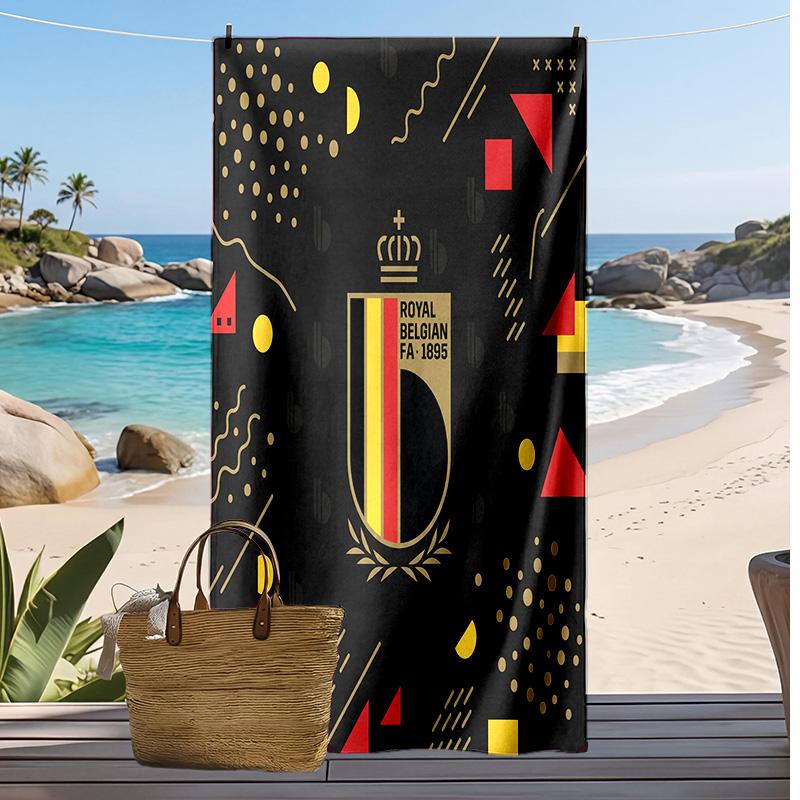 Belgien Fußball Druck Strandtuch Schnelltrocknend Super Saugfähig Weich Badetuch zum Schwimmen Strand Reisen Fan Souvenir Geschenk