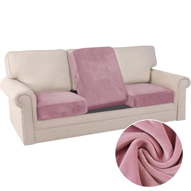 Velvet Soft Sofa Seat Covers Pure Elastic L-shaped Cushion Cover Dustproof for Home Living Room Office Hotel Washable Anti-dirty