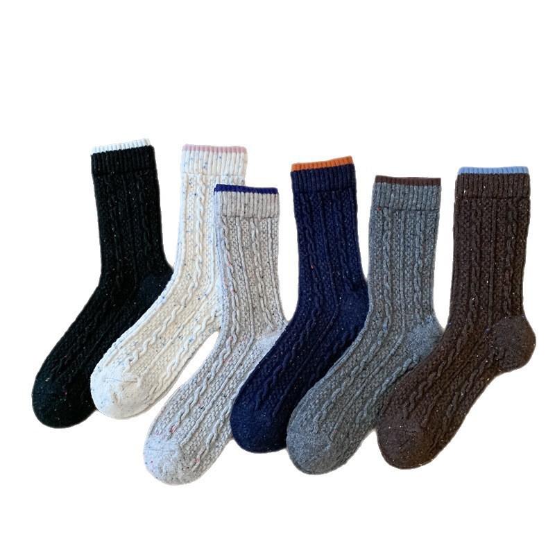 Knitted Cotton Braid Wool Socks Provide Good Warmth and Are Easy To Wear. Colorful Socks for Children Suitable for Autumn and Winter, Thickened Socks.