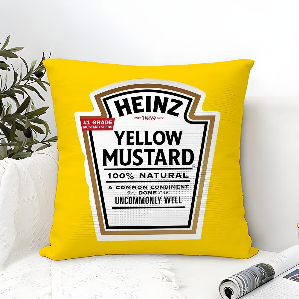 Funny Ketchup Label Pillow Case Cotton Linen Fabric Square Zipper Pillowcase Home Decorative Living Room