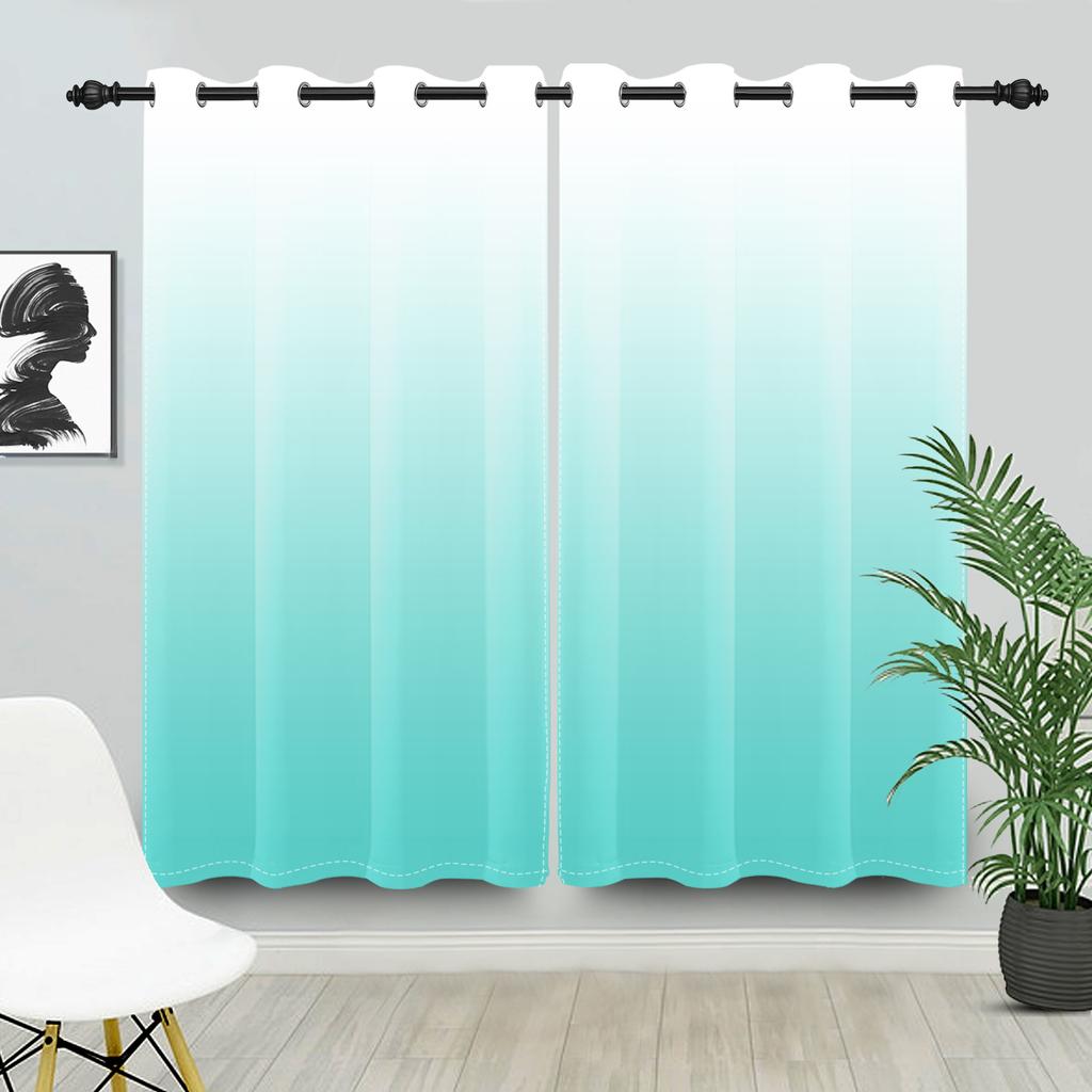 Set Of 2 Modern Ombre Solid Color Curtains Gradient Drapes Bedroom Living Room Thermal Insulated Window Treatments Curtain Darkening For Area Made
