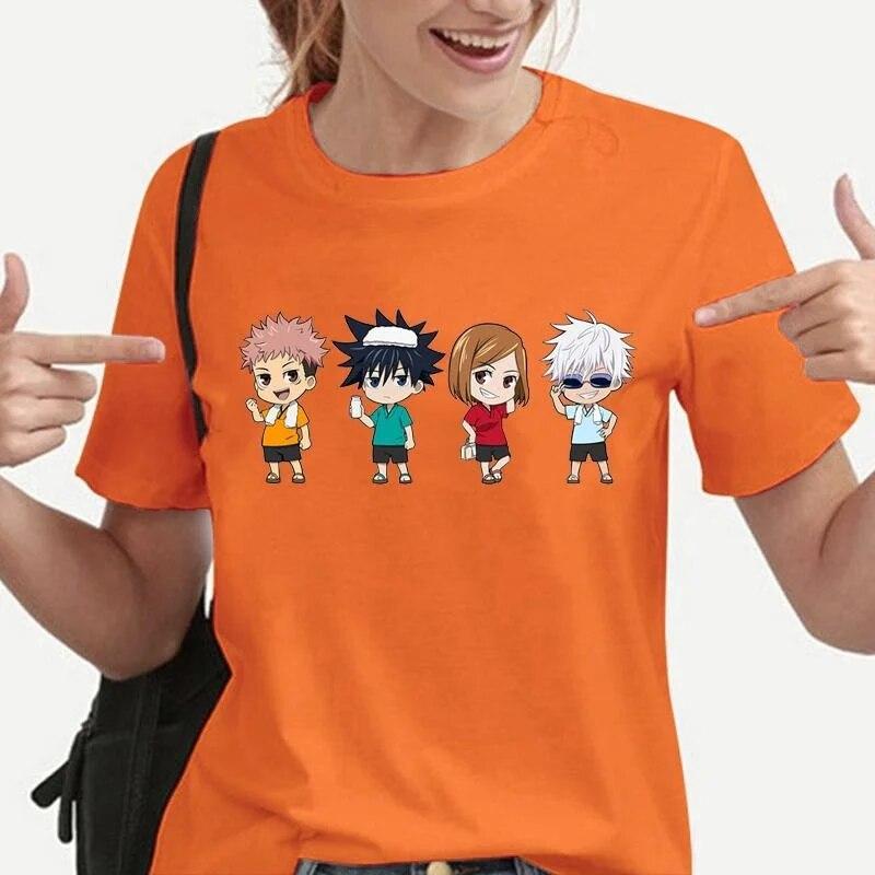 Funny Cartoon Character Graphic T Shirt Women Fashion Crew Neck Loose Short Sleeve Streetwear Casual Anime Harajuku Tees