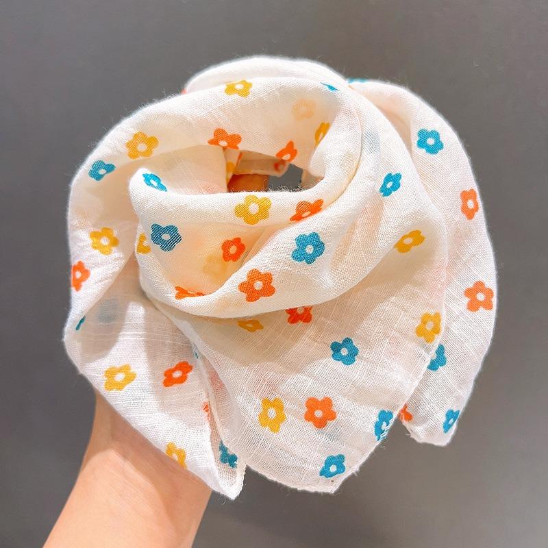 Baby Boys Girls Cartoon Printed Scarf Autumn Winter Soft Square Shawl Cute Infant Breathable Neck Wrap Keep Warm Scarf