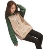 2026 New Autumn/Winter Women's Korean Style Trendy Long Sleeve Loose Plus Velvet Color Block Hoodie
