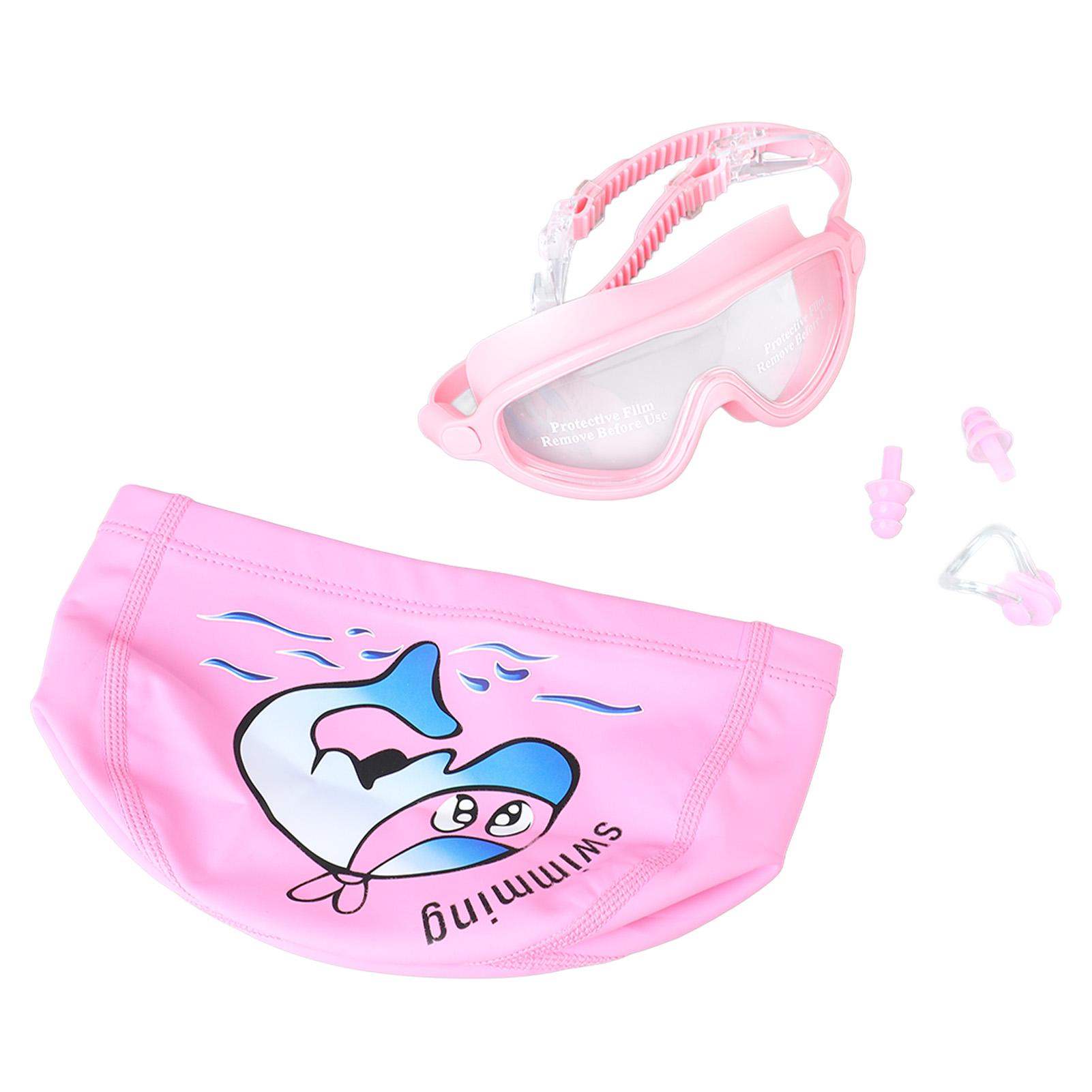 Kids Swimming Goggles Cap Set Waterproof HD Anti Fog With Ear Plugs Nose Clip for Children