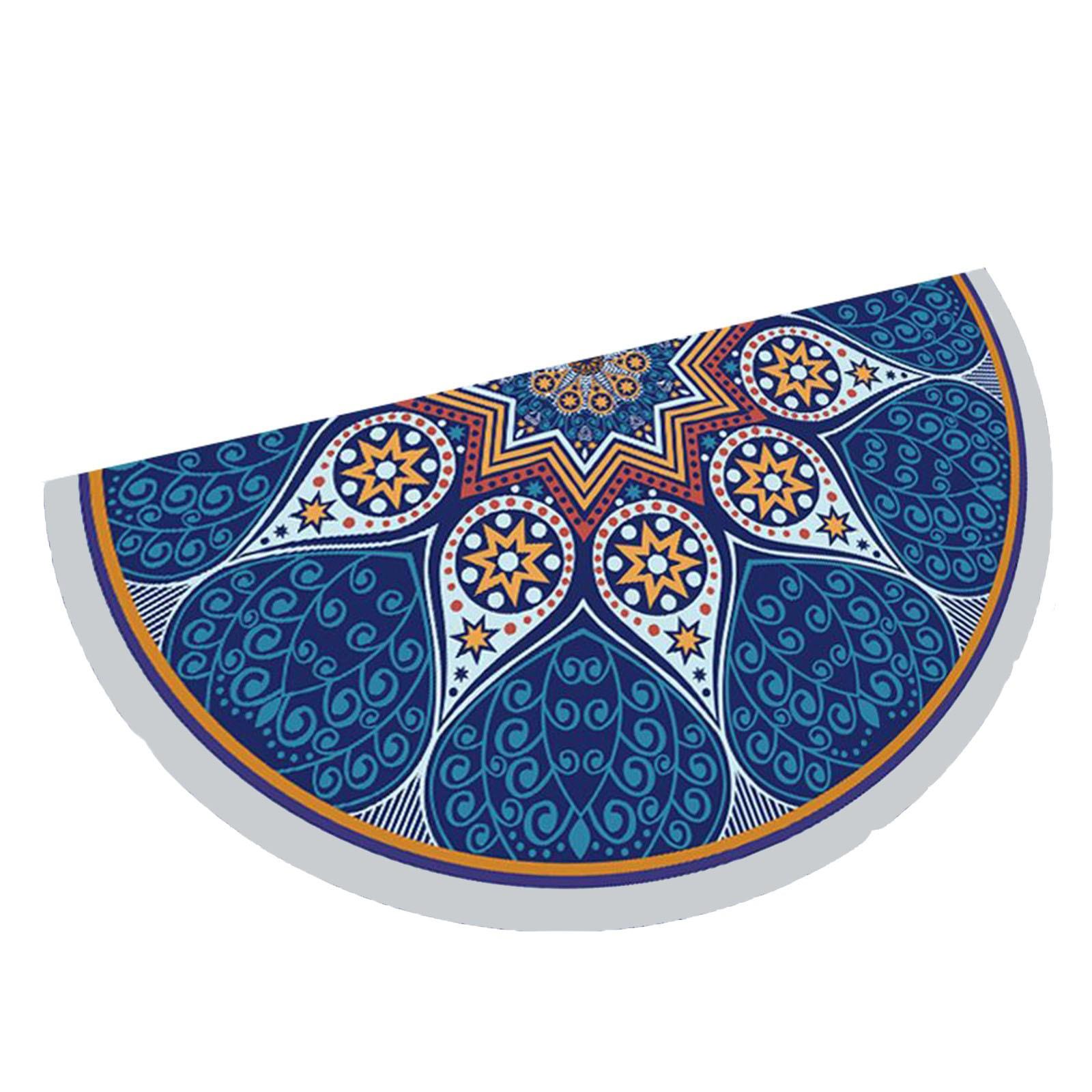 

Полукруглый коврик для ковра, коврик для спальни, бытовой абсорбирующий коврик для ног, ковер 80 синий