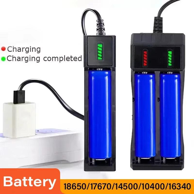 18650 Battery Charger 1/2/4 Slots Dual 18650 Charging 3.7V Rechargeable Lithium Battery USB Charger For 16340 14500 18650