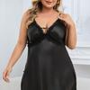 Bata de Noche de Pijama con Ribete de Encaje Talla Grande: Camisola Ajustable, Cómoda y Sexy para Mujer