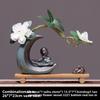 Zen Monk Ceramic Art Figurine Home Office Desk Decor Wooden Craft Vase Gift