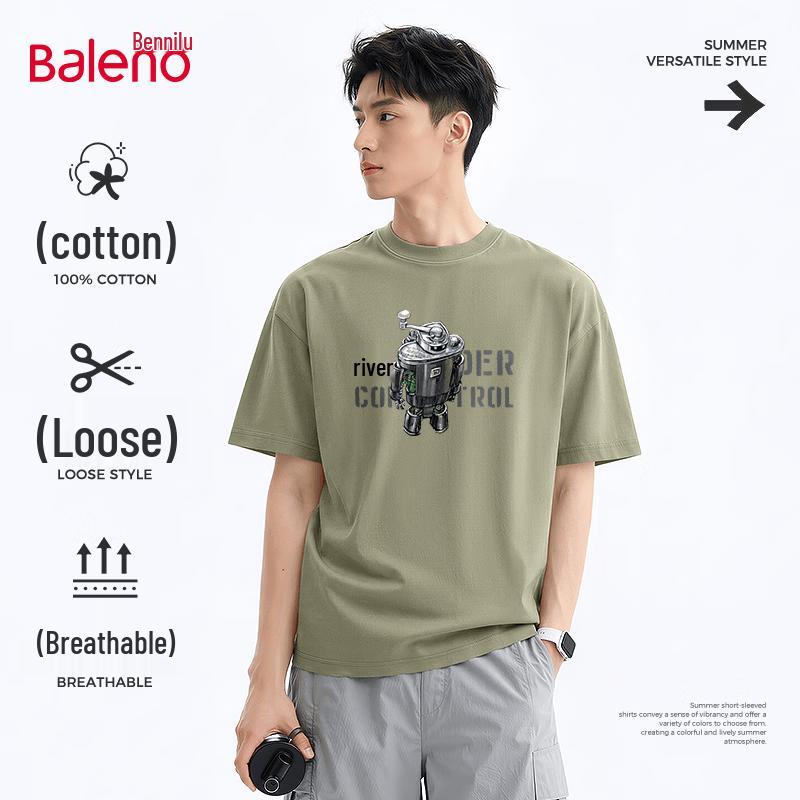 Baleno Men s Pure Cotton Short Sleeve T-Shirt 4XL