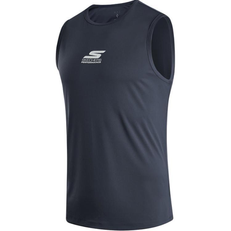 Skechers Round Neck Soft Breathable Sports Trend Knitted Sleeveless Vest Men tops Odyssey-Gray P223M110-026R M