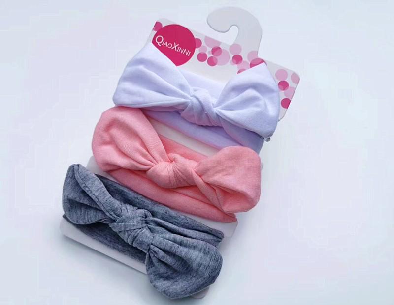 European & American Kids' Rabbit Ears Headband Set: 3-Piece Infant Bow Hair Accessories for Boys & Girls