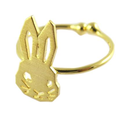 [Q1415] - Handgefertigter Ring 'Hase' vergoldet - 15x9 mm