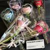 50Pcs Love Transparent Rose Packaging Bags Flower Bouquet Plastic Bag Bouquet Wrapping Paper One Straight Bag Flower Packaging