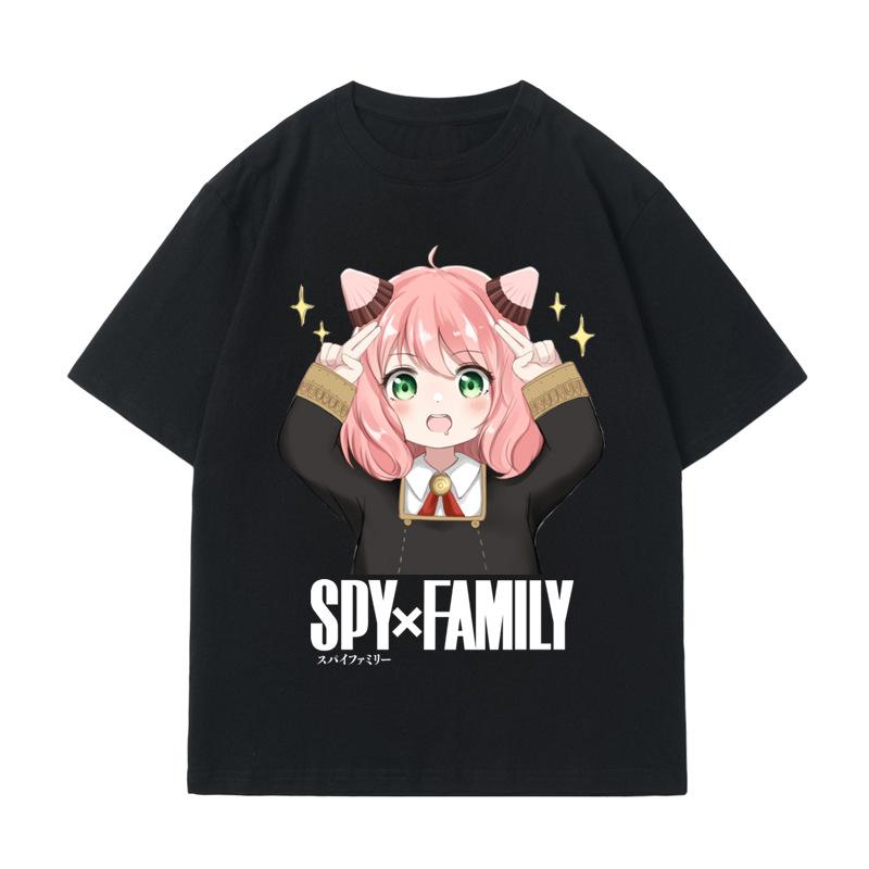 Summer New Cotton Spy Family Print Short Sleeved T-shirt for Men and Women Casual T-shirt Children's Top T-shirt