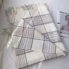 Japanese Plaid Imitation Cashmere Scarf for Women In Winter Versatile Fashion White Couple Korean Version Warm Double Sided Student Shawl
