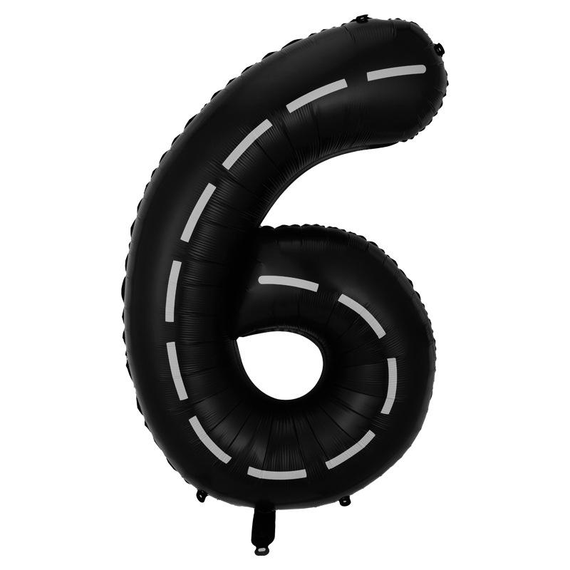 40 Inch Large Black Digital Aluminum Film Balloon Black And White Striped Racing Theme Birthday Party Decorative Balloon