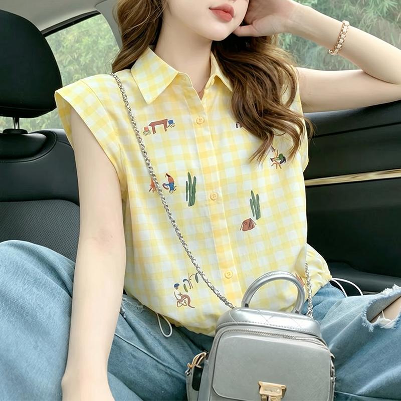ZANZEA Women Casual Turn Down Collar Loose Short Sleeve Print Blouse