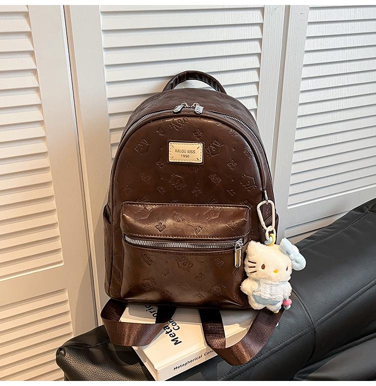 2025 American Retro Brown Large-Capacity Versatile Handbag Backpack