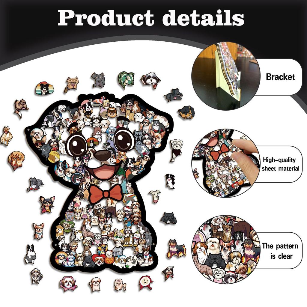 Fun Dog Set Wooden Puzzle Ornament Puzzle Game Toy Low Edition 160Pcs Puzzle