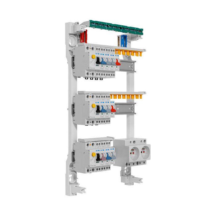 3-row Pre-equipped Panel 2 RCD 40A + 1 RCD 63A + 10 MCBs + 2 Sockets