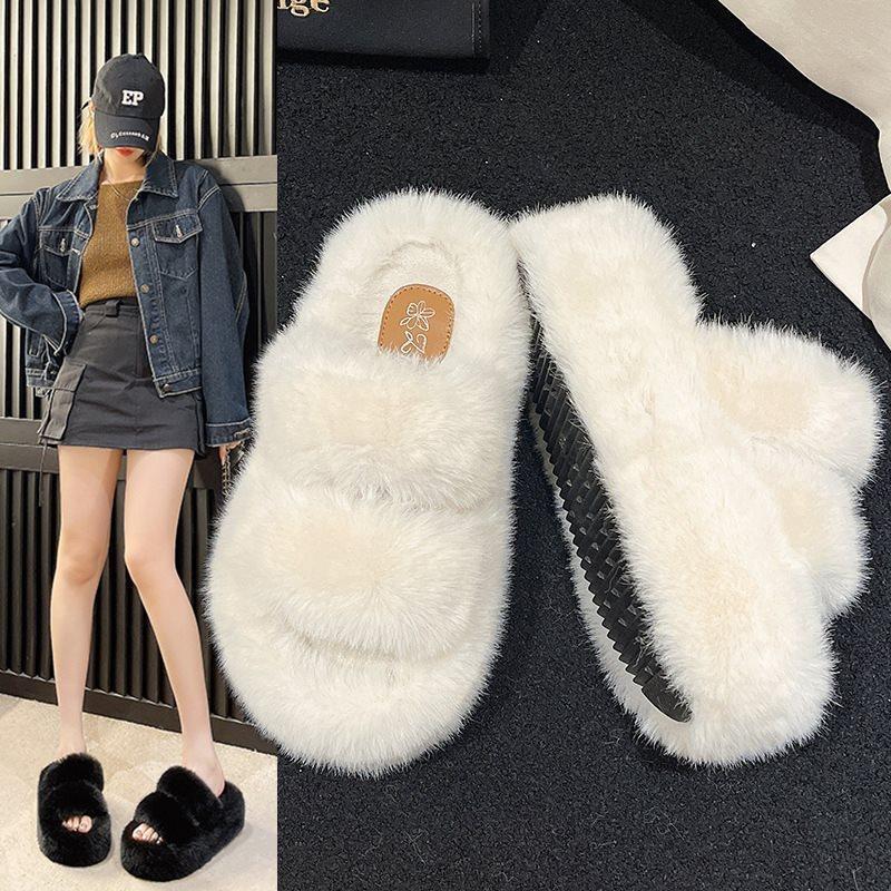 Thick-soled Slippers for Women To Wear Outside, Small Man To Increase the Height At Home, Muffin Plush Shoes, Large Size New 2025 Spring and Autum