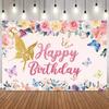 Girls Princess Birthday Backdrop Butterfly Flower Rainbow Newborn Baby Shower Party Photography Background Photo Studio Props30