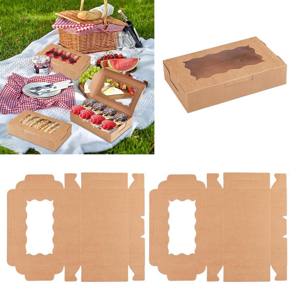 20 Pieces Brown Paper Cupcake Boxes with Clear Window for Desserts Candy and Gifts Ideal for Parties and Event