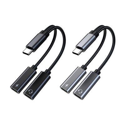 USB C Splitter 2 In 1 USB C To Dual USB C Audio Charging Adapter USB C Headphone Jack 60W PD Fast Charging Cable
