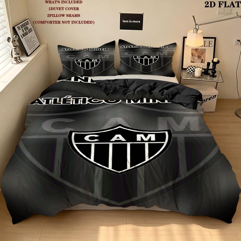 Clube Atletico Mineiro Logo Pattern Bedding Set Quilt Cover Pillowcase Home Decor Gift (1 * duvet cover + 2 * pillowcase, without core)