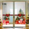 Decorative Christmas Bows for Windows Gold Merry Window Clings, PVC Decals Holiday Seasonal Home Decorations Glass Decor, Waterproof Removable