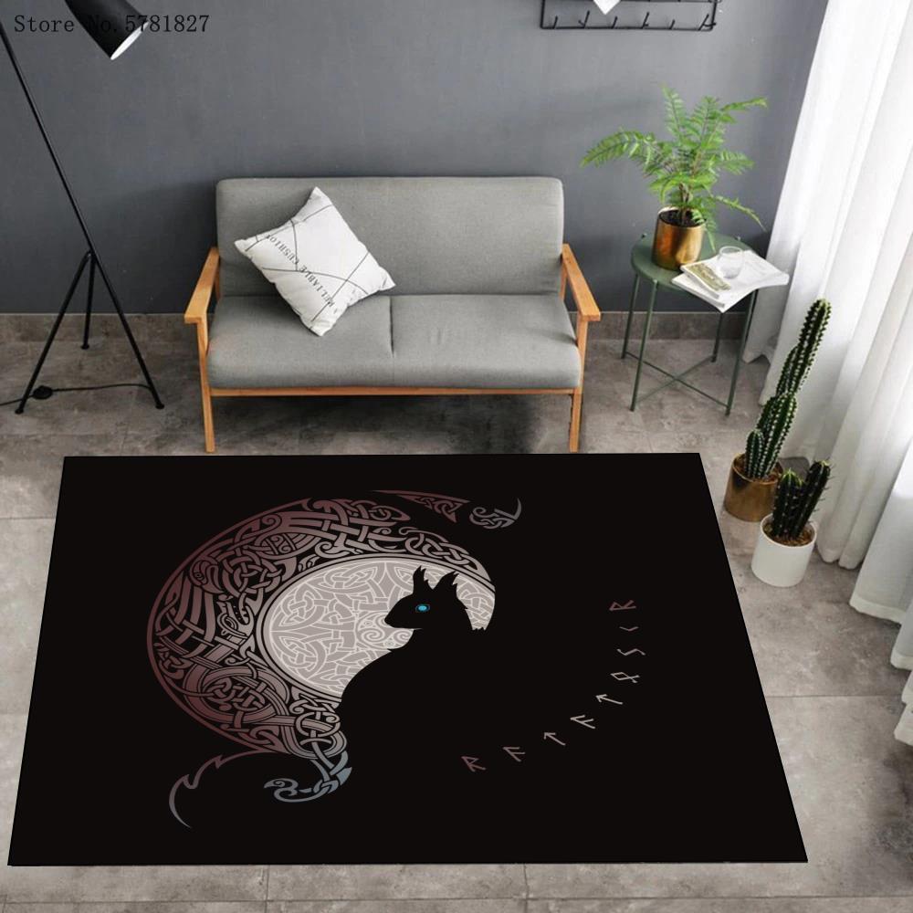 Viking Logo Rectangle Rug Norse Mythology Symbols Rug Bedroom Living Room Rug Carpet for Home Decor Floor Rug Carpet Area Rug