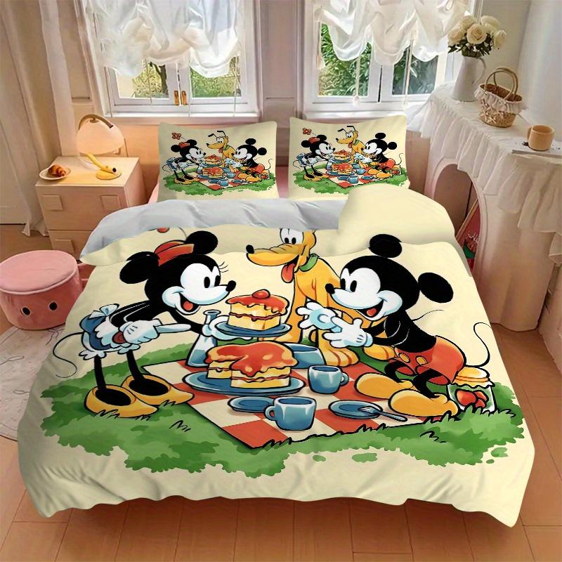 3pcs Mickey and Friends at Picnic Bedding Set Includes 1 Quilt Cover and 2 Pillowcases, Comfortable B060
