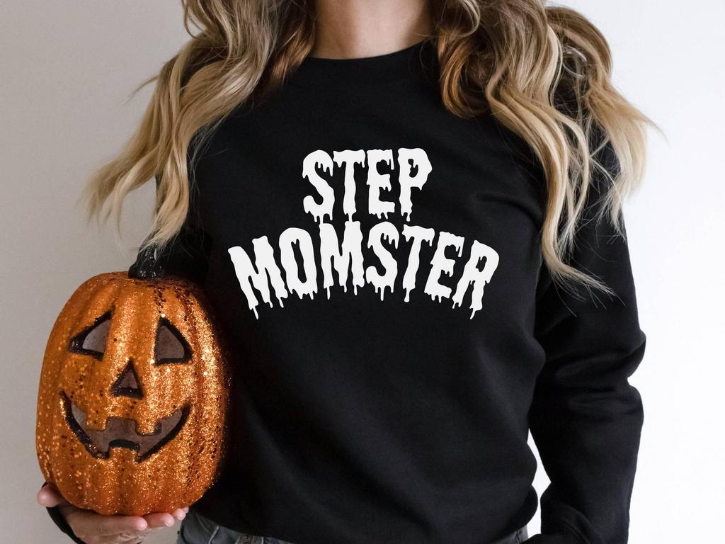 Halloween Stepmother Gift: Solid Color Round Neck Sweatshirt - Fashionable, Personality-Driven, Casual Style