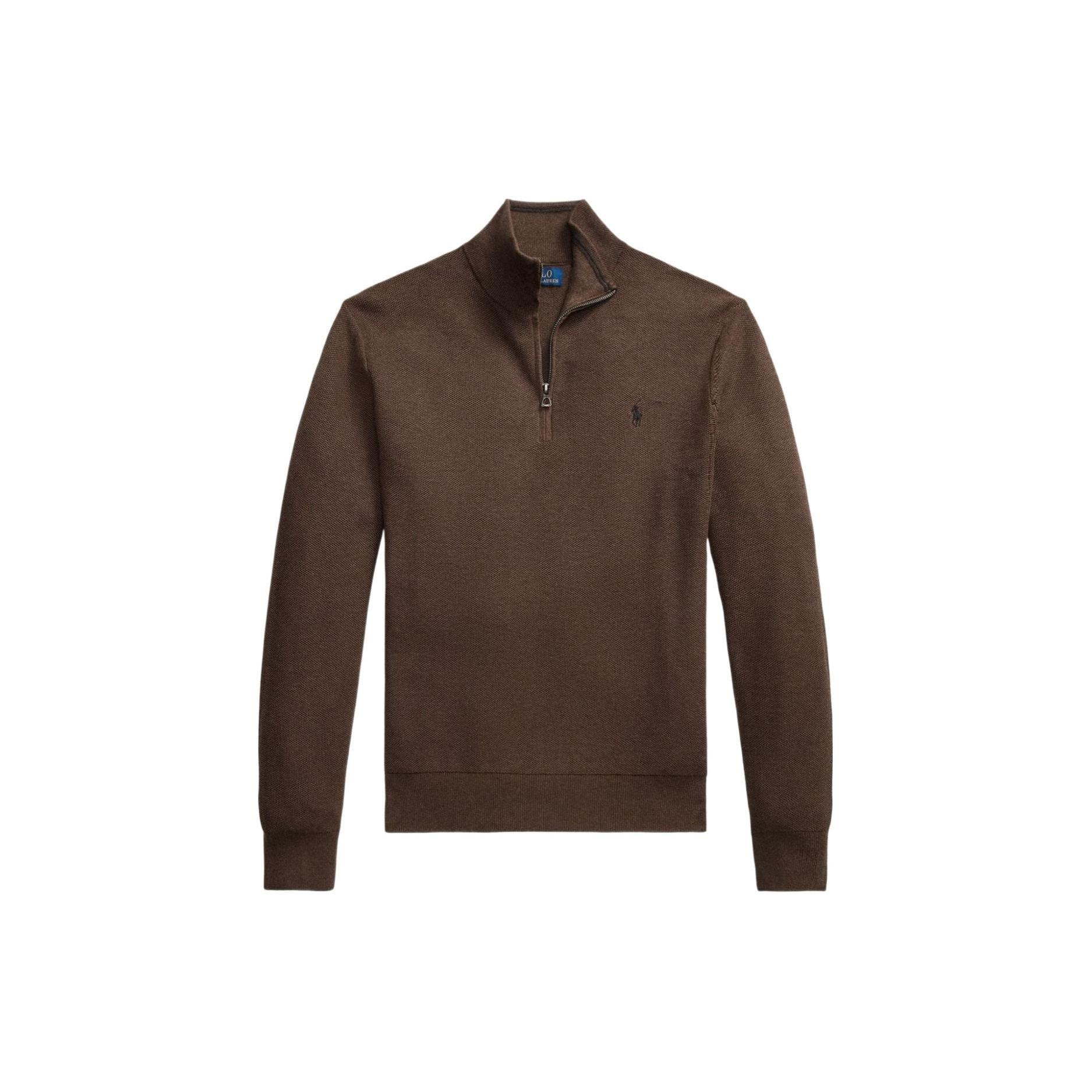 

Свитер мужской Polo Ralph Lauren с вышивкой логотипа, воротником-стойкой на молнии до середины, длинными рукавами, коричневый 710932304-504 XL
