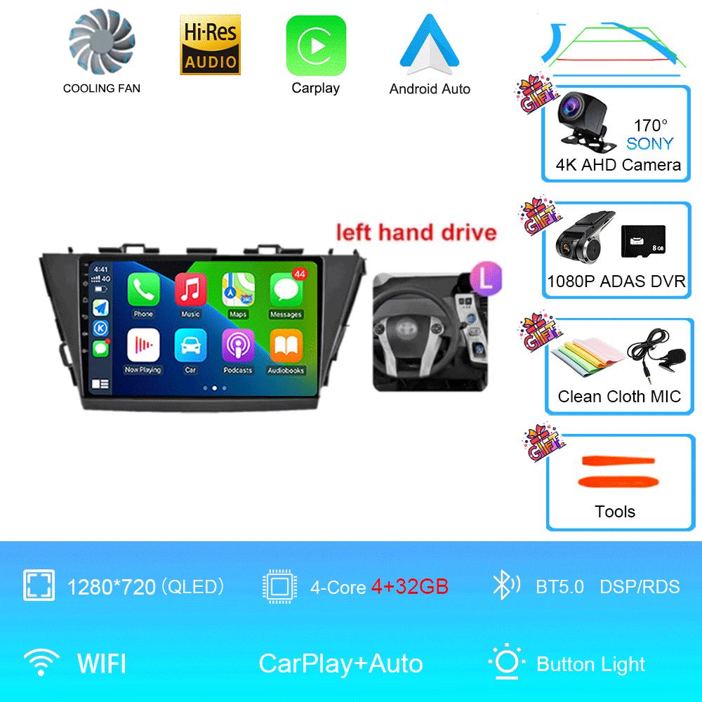 Radio auto 9" Android 14 pentru Toyota Prius V Plus Alpha 2012 2013 2014 2015 Player stereo Navigație GPS Carplay Auto LHD RHD DVD