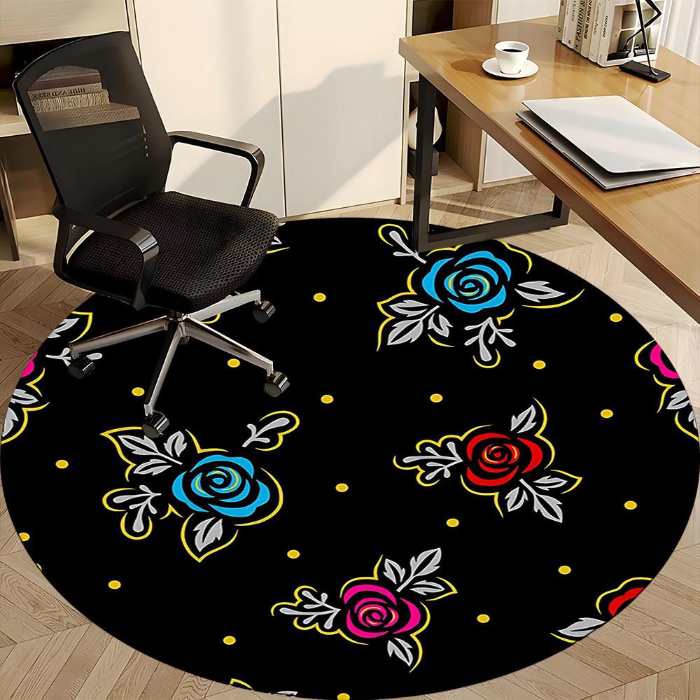 1pc Floral Pattern Chair Carpet for Office - Durable, Ideal for Chair Mats, Stylish & Functional Decorative Rug Yy260203048