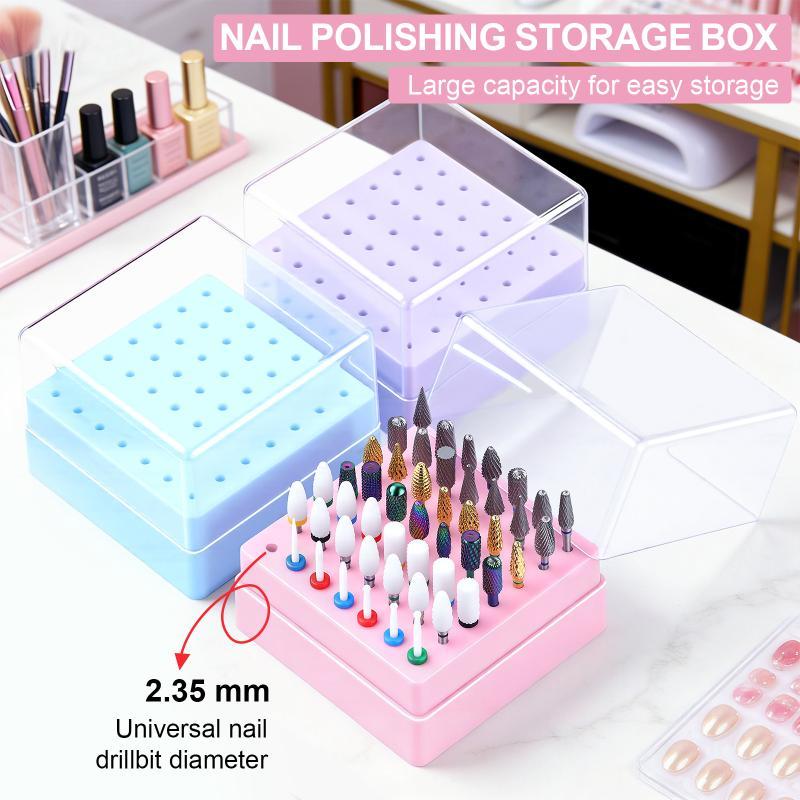 1Pcs Nail Grinding Head Holder Stand 49 Holes Nail Drill Bits Head Storage Box Milling Cutter Holder For 2.35Mm Shank