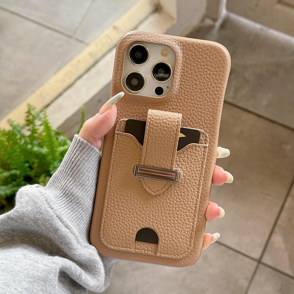 For iPhone 14 Pro Max Case with Card Slots Litchi Texture Leather+PET Phone Cover