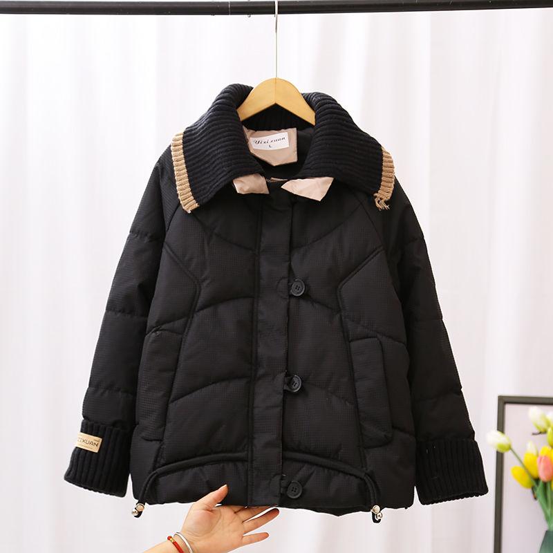 

Коротке бавовняне пальто для мініатюрних жінок із модним трикотажним дизайном L чорний